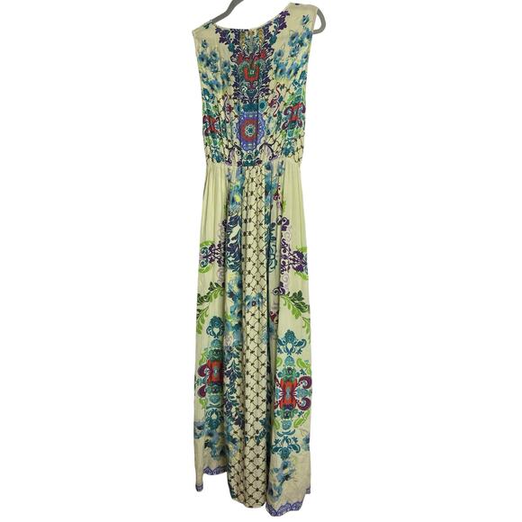 Anthro Hemant & Nandita Embroidered Canaria Maxi Boho Silk Floral Sleeveless XS - Picture 11 of 13